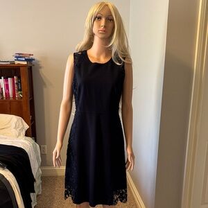 Elie Tahari Navy Lace Midi Dress